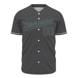 Custom Gray-Green Button Down Baseball Jersey Classic Style Sport Jersey