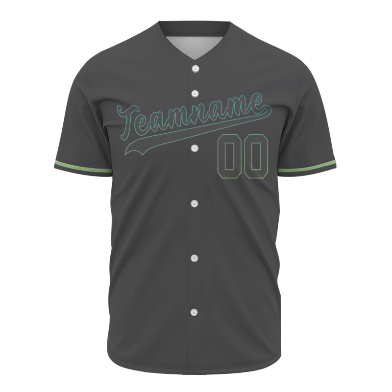 Custom Gray-Green Button Down Baseball Jersey Classic Style Sport Jersey