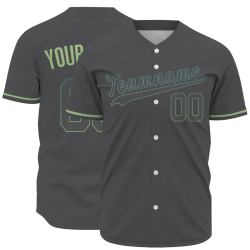 Custom Gray-Green Button Down Baseball Jersey Classic Style Sport Jersey