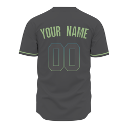 Custom Gray-Green Button Down Baseball Jersey Classic Style Sport Jersey