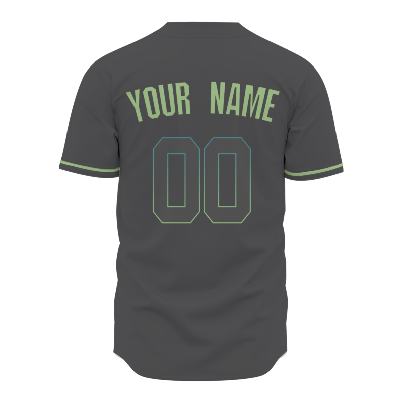 Custom Gray-Green Button Down Baseball Jersey Classic Style Sport Jersey