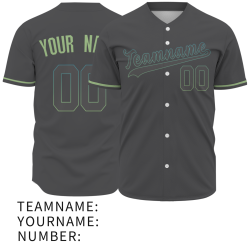 Custom Gray-Green Button Down Baseball Jersey Classic Style Sport Jersey