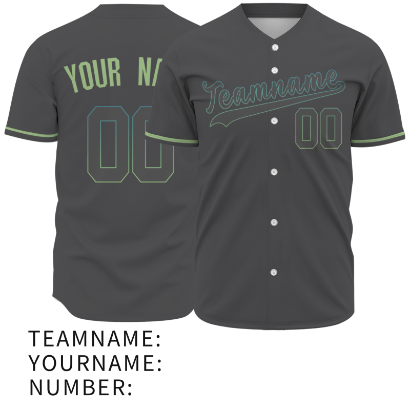 Custom Gray-Green Button Down Baseball Jersey Classic Style Sport Jersey