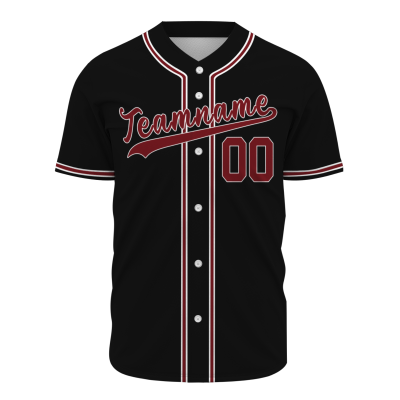 Custom Black Red White Button Down Baseball Jersey Classic Style Sport Jersey