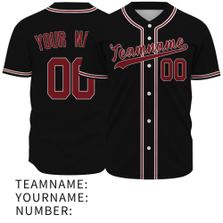Custom Black Red White Button Down Baseball Jersey Classic Style Sport Jersey