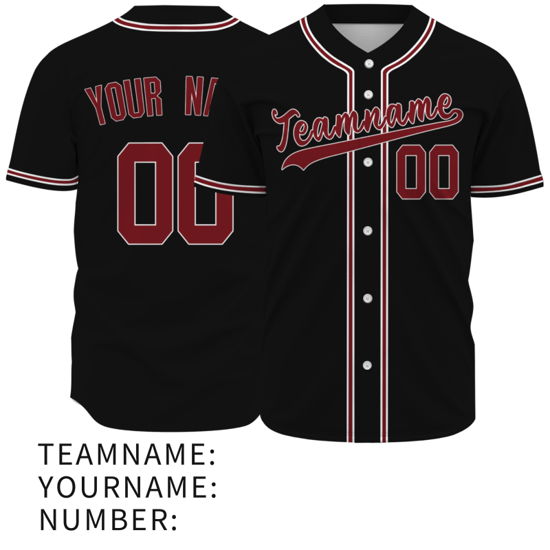 Custom Black Red White Button Down Baseball Jersey Classic Style Sport Jersey