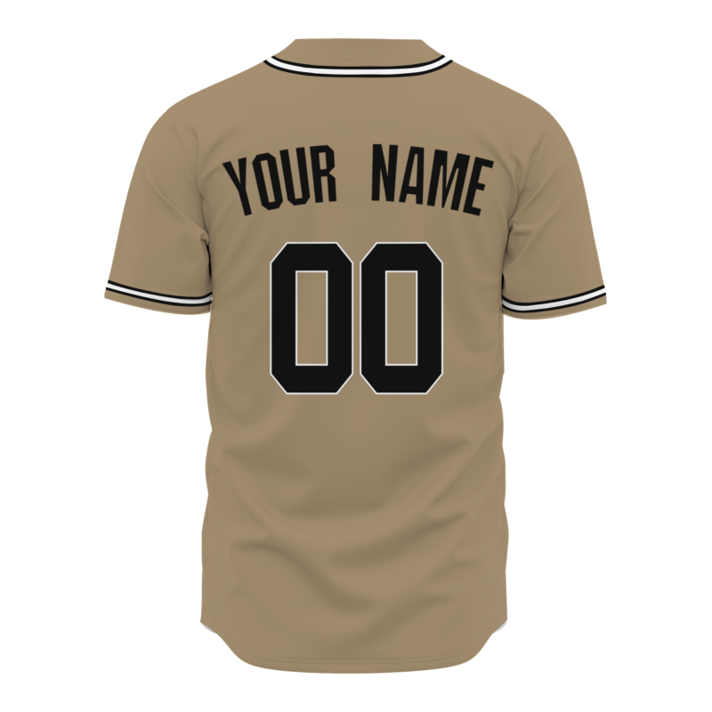 Custom Khaki Black White Classic Style Button Down Authentic Baseball Jersey