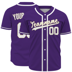 Custom Purple White Yellow Classic Style Button Down Authentic Baseball Jersey