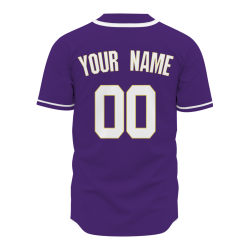 Custom Purple White Yellow Classic Style Button Down Authentic Baseball Jersey