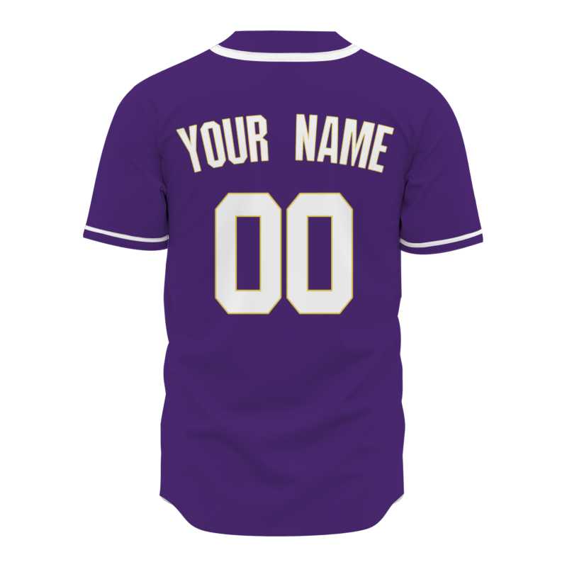 Custom Purple White Yellow Classic Style Button Down Authentic Baseball Jersey