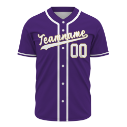 Custom Purple White Yellow Classic Style Button Down Authentic Baseball Jersey