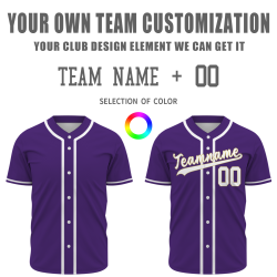 Custom Purple White Yellow Classic Style Button Down Authentic Baseball Jersey