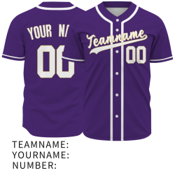 Custom Purple White Yellow Classic Style Button Down Authentic Baseball Jersey