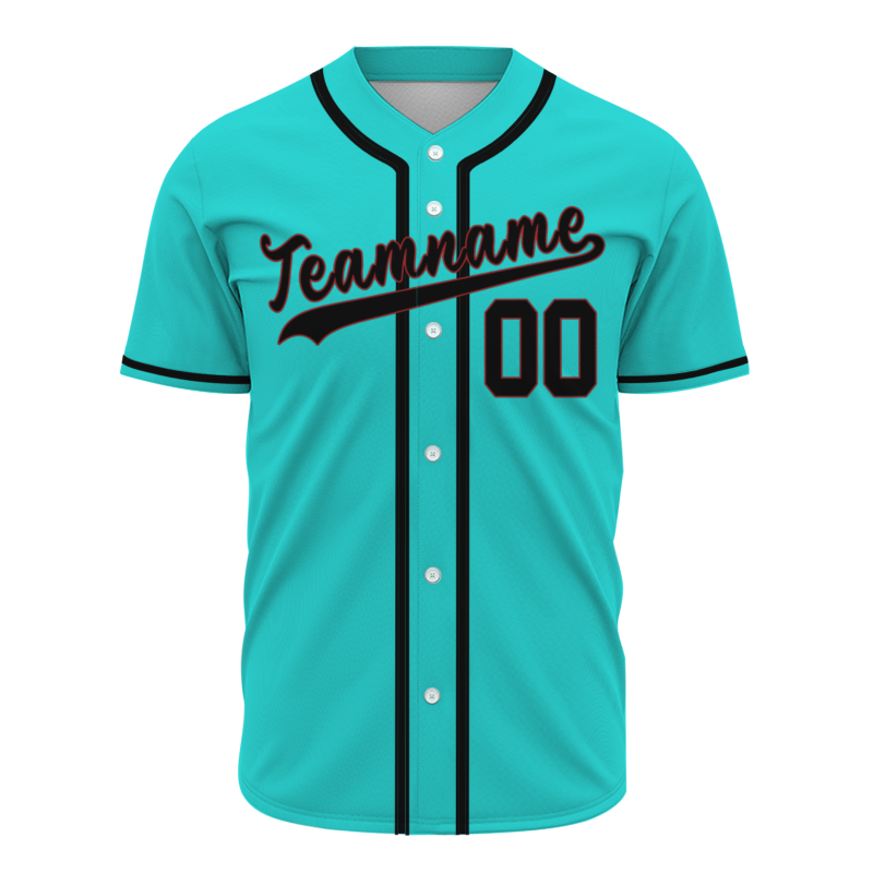 Custom Mint Green Black Classic Style Button Down Authentic Baseball Jersey