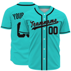 Custom Mint Green Black Classic Style Button Down Authentic Baseball Jersey