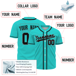 Custom Mint Green Black Classic Style Button Down Authentic Baseball Jersey