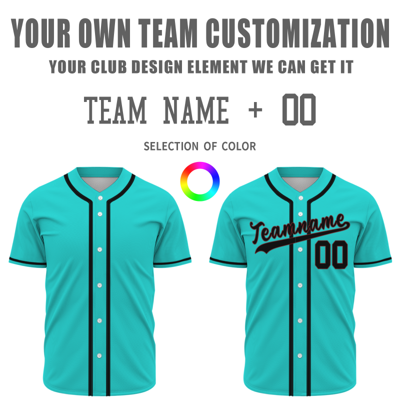 Custom Mint Green Black Classic Style Button Down Authentic Baseball Jersey