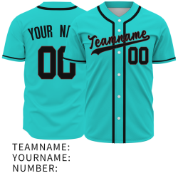 Custom Mint Green Black Classic Style Button Down Authentic Baseball Jersey