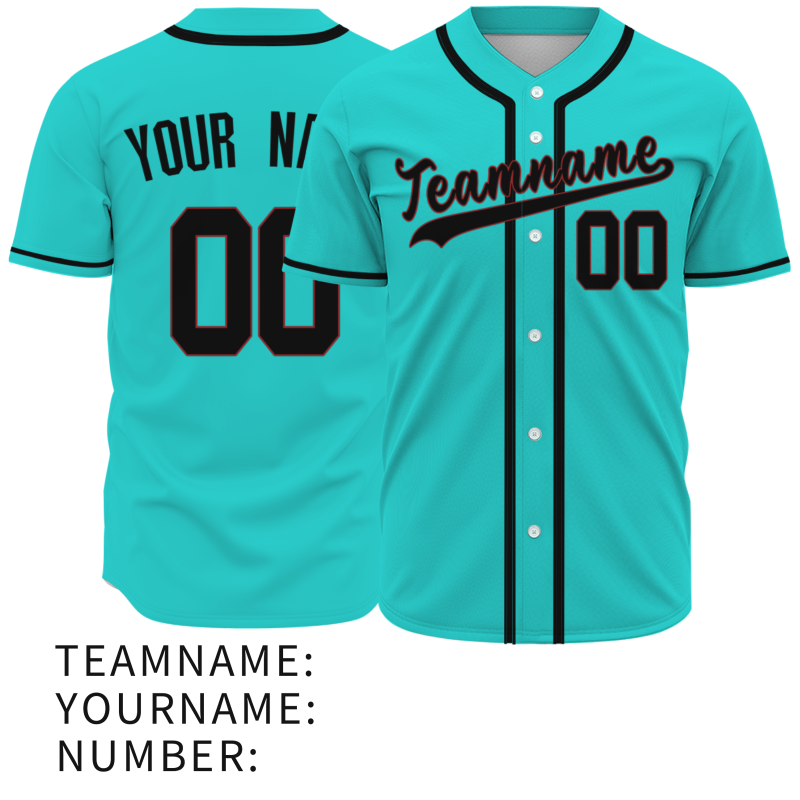 Custom Mint Green Black Classic Style Button Down Authentic Baseball Jersey