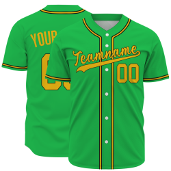 Custom Green Royal Yellow Classic Style Button Down Authentic Baseball Jersey