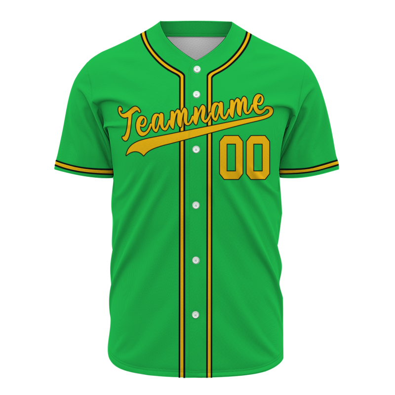 Custom Green Royal Yellow Classic Style Button Down Authentic Baseball Jersey
