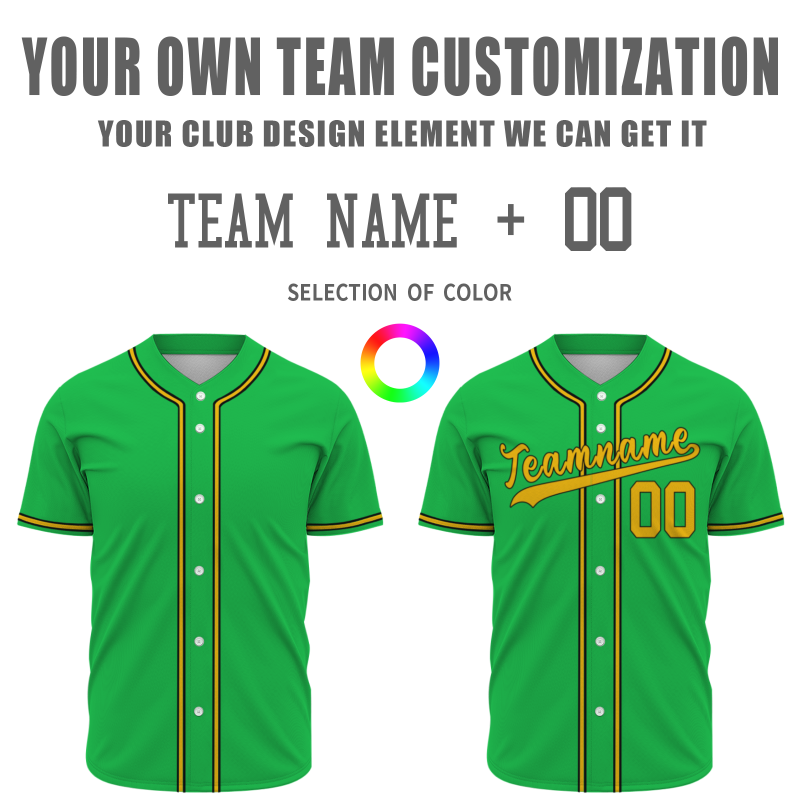 Custom Green Royal Yellow Classic Style Button Down Authentic Baseball Jersey