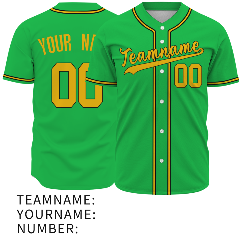 Custom Green Royal Yellow Classic Style Button Down Authentic Baseball Jersey