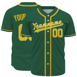 Custom Green Royal Yellow Classic Style Button Down Authentic Baseball Jersey