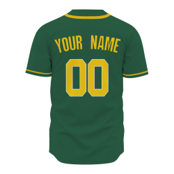 Custom Green Royal Yellow Classic Style Button Down Authentic Baseball Jersey