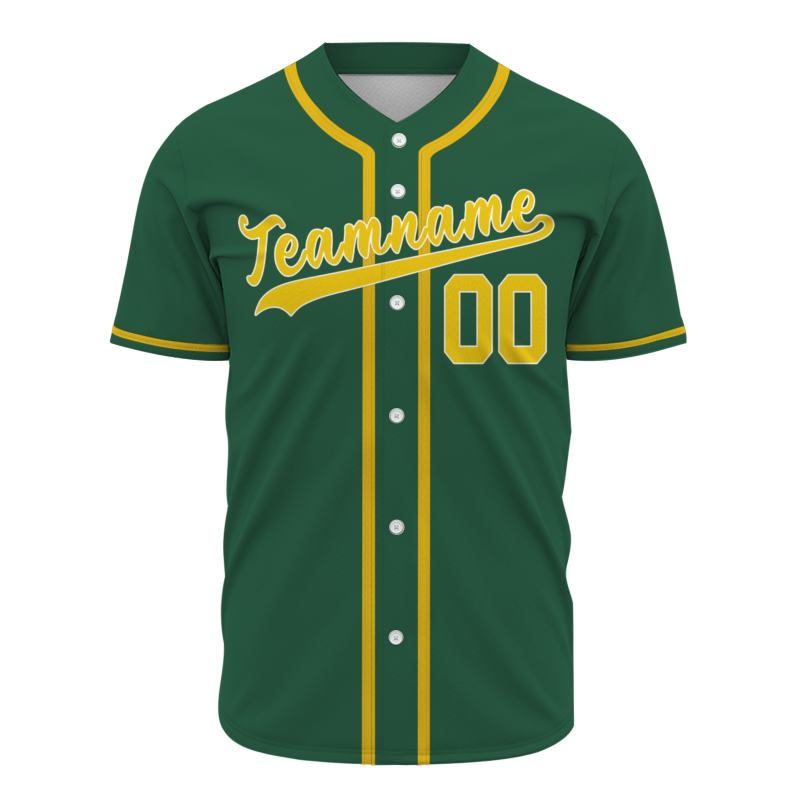 Custom Green Royal Yellow Classic Style Button Down Authentic Baseball Jersey