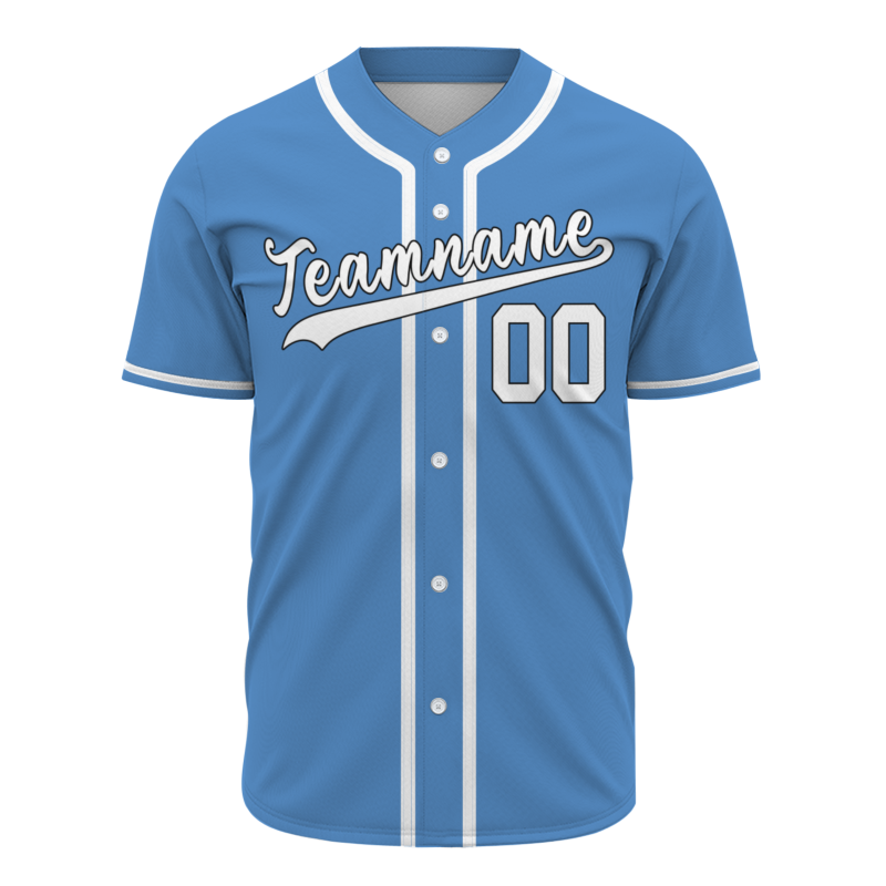 Custom Blue And White Classic Style Authentic  Button Down Baseball Jersey