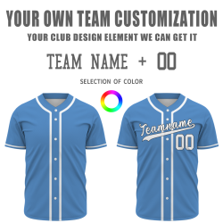 Custom Blue And White Classic Style Authentic  Button Down Baseball Jersey