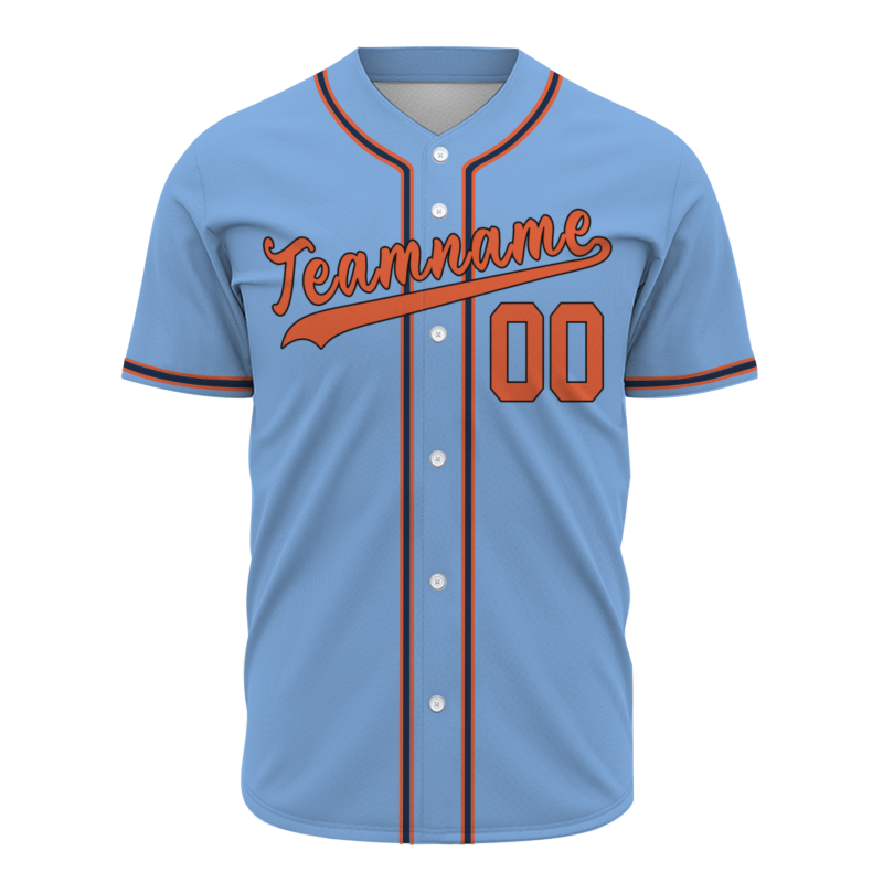 Custom Blue Orange Black Button Down Classic Style Authentic Baseball Jersey