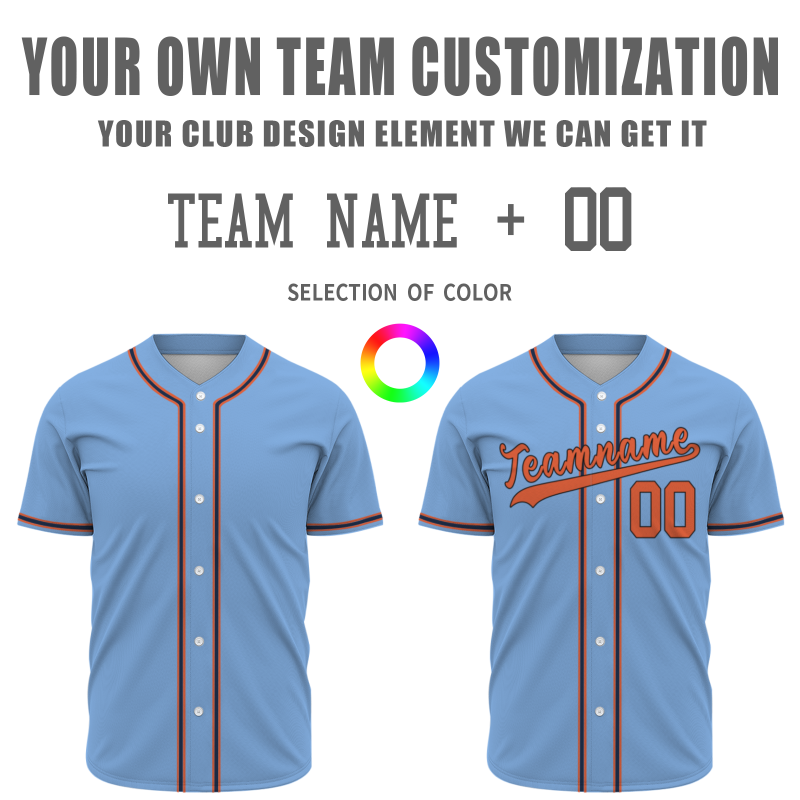 Custom Blue Orange Black Button Down Classic Style Authentic Baseball Jersey