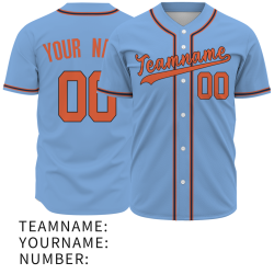 Custom Blue Orange Black Button Down Classic Style Authentic Baseball Jersey