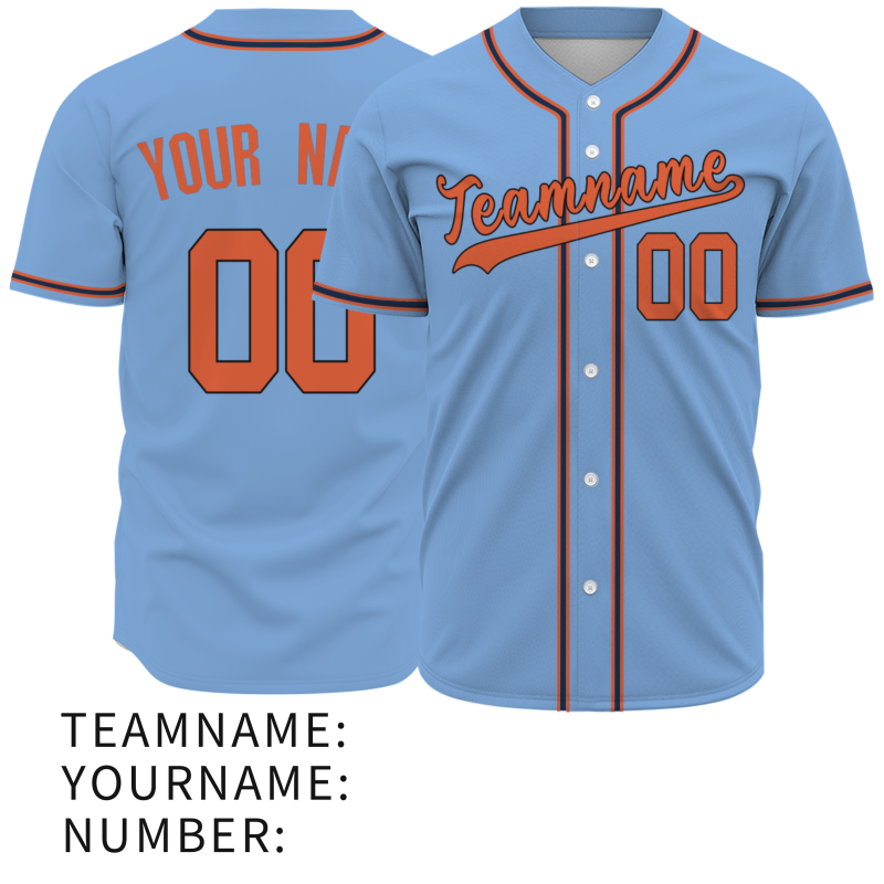 Custom Blue Orange Black Button Down Classic Style Authentic Baseball Jersey