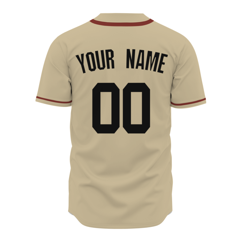 Custom Khaki Black Red Fashion Design Button Down Baseball Jersey