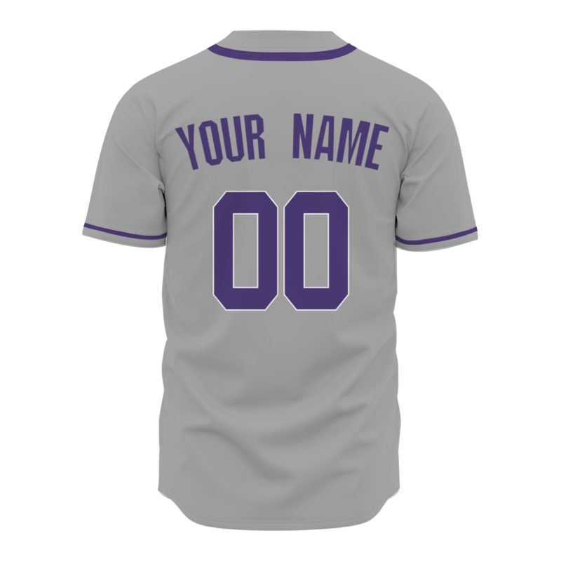 Custom Gray-Purple Fashion Design Button Down Baseball Jersey
