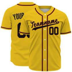Custom Yellow Red Black Fashion Design Button Down Baseball Jersey