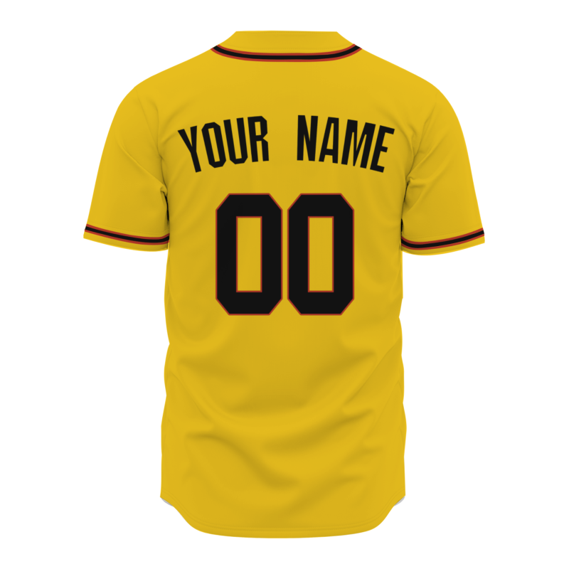 Custom Yellow Red Black Fashion Design Button Down Baseball Jersey