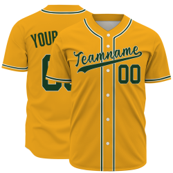 Custom Yellow White Green Fashion Design Button Down Baseball Jersey