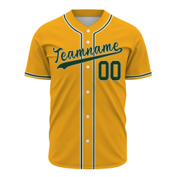 Custom Yellow White Green Fashion Design Button Down Baseball Jersey