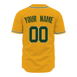Custom Yellow White Green Fashion Design Button Down Baseball Jersey