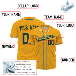 Custom Yellow White Green Fashion Design Button Down Baseball Jersey
