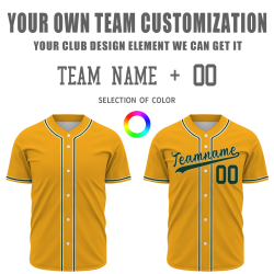 Custom Yellow White Green Fashion Design Button Down Baseball Jersey