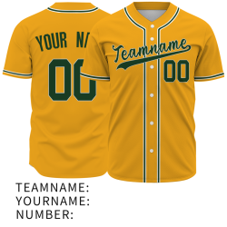 Custom Yellow White Green Fashion Design Button Down Baseball Jersey