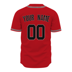 Custom Red White Black Fashion Design Button Down Baseball Jersey