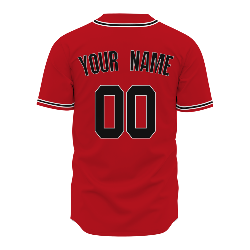 Custom Red White Black Fashion Design Button Down Baseball Jersey