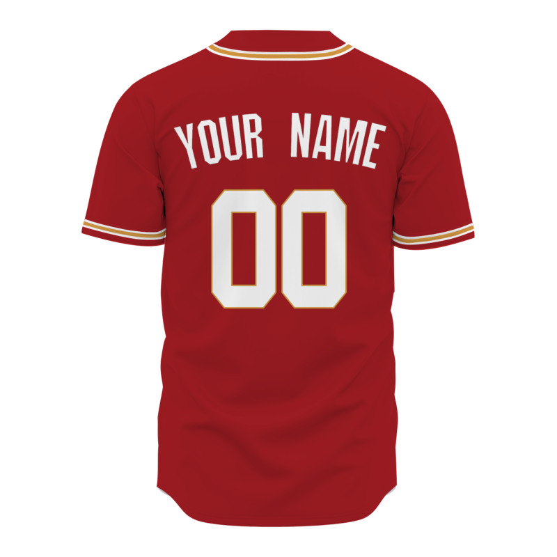 Custom Red White Yellow Fashion Design Button Down Baseball Jersey
