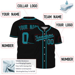 Custom Black Blue Personalized Classic Style Authentic Baseball Jersey